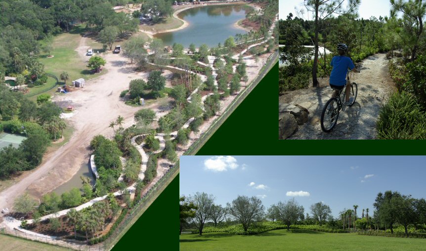 Winding nature and bike trails through native preserve and meadow